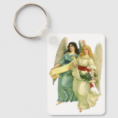 Vintage Kerstmis, Angelic Victoriaans Angels Sleutelhanger (Voorkant)