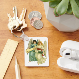 Vintage Kerstmis, Angelic Victoriaans Angels Sleutelhanger