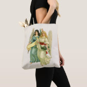 Vintage Kerstmis, Angelic Victoriaans Angels Tote Bag (Dichtbij)