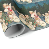 Vintage Kerstmis Angels betegeld Cadeaupapier (Rol Hoek)