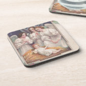 Vintage Kerstmis Angels Bier Onderzetter (Linkerzijde)