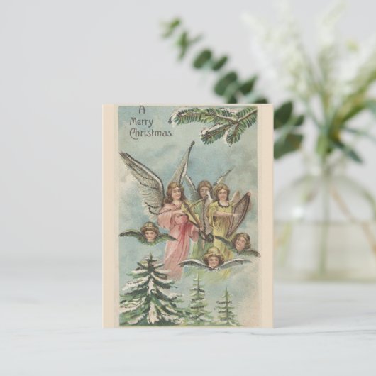 Vintage Kerstmis Angels Briefkaart (Staand voorkant)