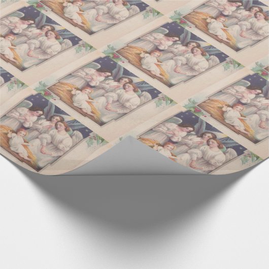Vintage Kerstmis Angels Cadeaupapier (Hoek)