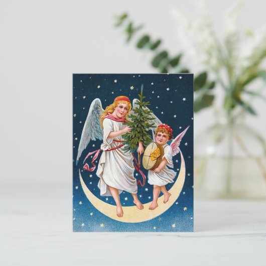 Vintage Kerstmis Angels Feestdagenkaart (Staand voorkant)