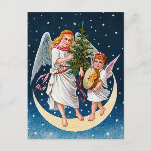 Vintage Kerstmis Angels Feestdagenkaart (Voorkant)