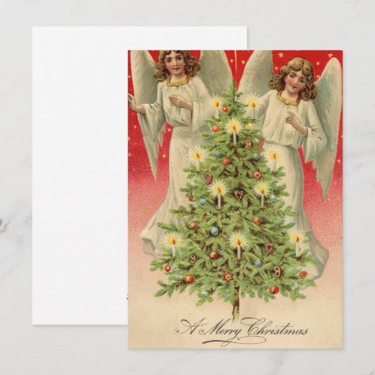 Vintage Kerstmis Angels Feestdagenkaart (Voorkant / Achterkant)