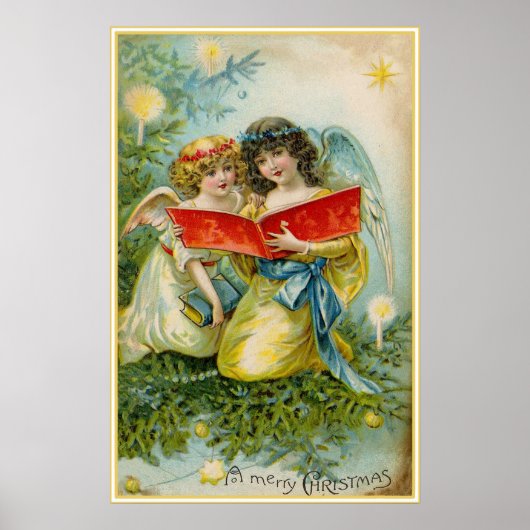 Vintage Kerstmis Angels Holiday poster (Voorkant)