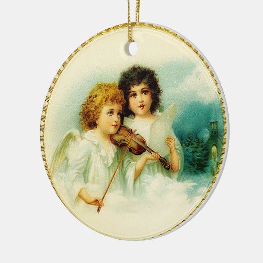Vintage Kerstmis Angels Keramisch Ornament (Links)