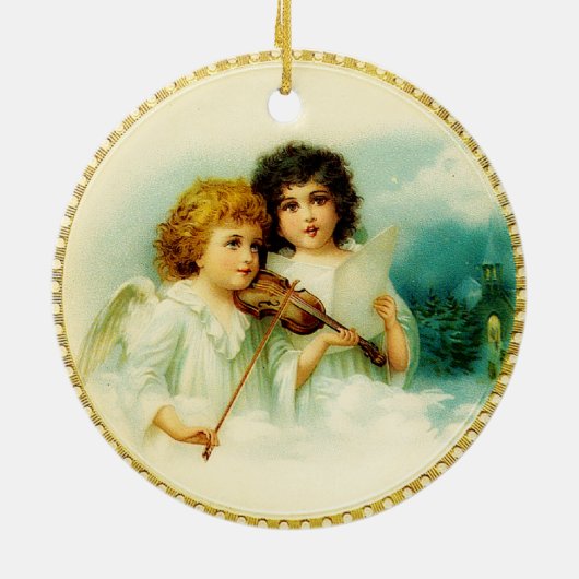 Vintage Kerstmis Angels Keramisch Ornament (Achterkant)