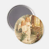 Vintage Kerstmis Angels Magneet (Voorkant / Achterkant)