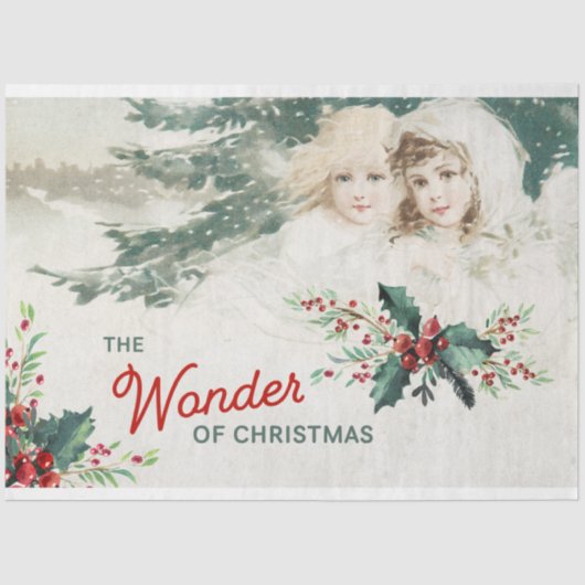 Vintage Kerstmis Angels - Ontkoppeling Tissuepapier (Voorkant)