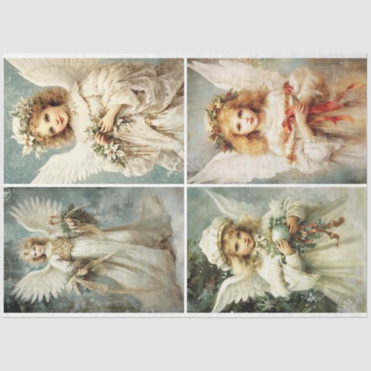Vintage Kerstmis Angels Tissuepapier (Voorkant)