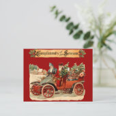 Vintage Kerstmis Antiek auto Feestdagenkaart (Staand voorkant)