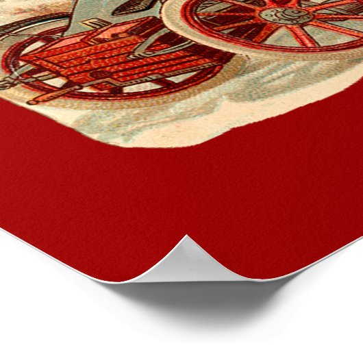 Vintage Kerstmis Antiek auto Poster (Hoek)