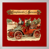 Vintage Kerstmis Antiek auto Poster (Voorkant)