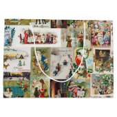 Vintage Kerstmis Antiek Collage Groot Cadeauzakje (Achterkant)