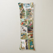 Vintage Kerstmis Antiek Collage Lichaamskussen (Voorkant Verticaal)