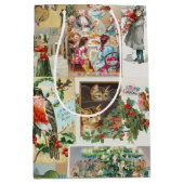 Vintage Kerstmis Antiek Collage Medium Cadeauzakje (Voorkant)