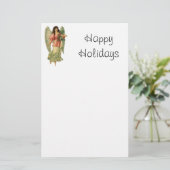 Vintage Kerstmis, Antiek Victoriaans Angel Briefpapier (Staand voorkant)