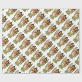 Vintage Kerstmis, Antiek Victoriaans Angel Cadeaupapier (Vlak)