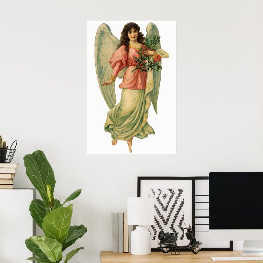 Vintage Kerstmis, Antiek Victoriaans Angel Poster (Thuiskantoor)