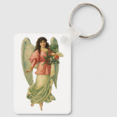 Vintage Kerstmis, Antiek Victoriaans Angel Sleutelhanger (Achterkant)