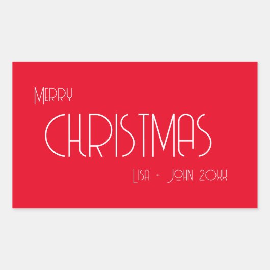 Vintage Kerstmis, Art Deco Tekst Rechthoekige Sticker (Voorkant)