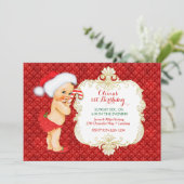Vintage Kerstmis Baby Girl Birthday Shower Kaart (Staand voorkant)