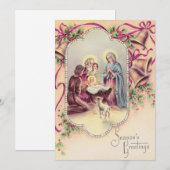 Vintage Kerstmis Baby Jesus Feestdagenkaart (Voorkant / Achterkant)