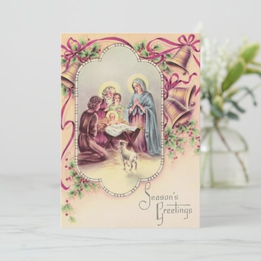 Vintage Kerstmis Baby Jesus Feestdagenkaart (Staand voorkant)