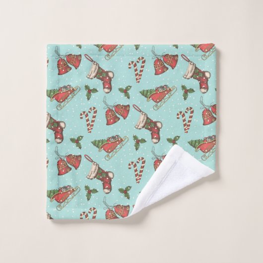 Vintage Kerstmis Bad Handdoek (Wasdoekje)