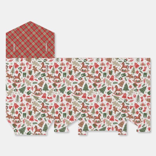 Vintage Kerstmis Bedankdoosjes (Ongevouwen)