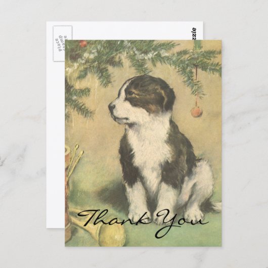 Vintage Kerstmis bedankt Briefkaart (Voorkant / Achterkant)