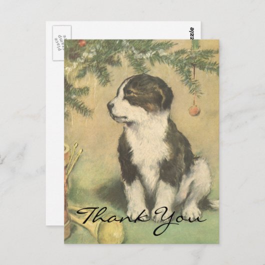 Vintage Kerstmis bedankt Briefkaart (Voorkant / Achterkant)