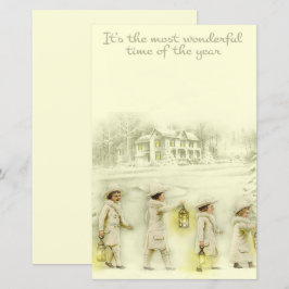 Vintage Kerstmis beige mensen