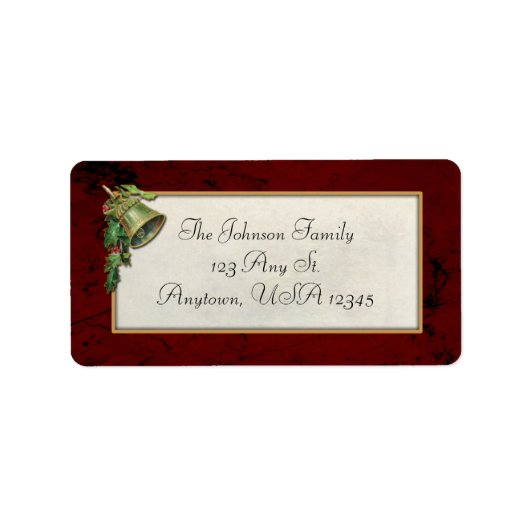 Vintage Kerstmis Bell en Holly Etiket (Voorkant)