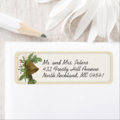 Vintage Kerstmis Bell (Evergreen)-feestdag Etiket (Insitu)