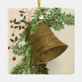 Vintage Kerstmis Bell (Evergreen) Keramisch Ornament