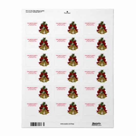 Vintage Kerstmis Bell Holiday Etiket (Full Sheet)