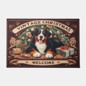 Vintage Kerstmis Berner Berg Hond Welkom Deurmat (Voorkant)