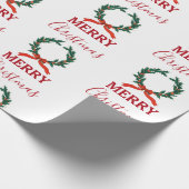 Vintage Kerstmis Berry Wreath Holiday Cadeaupapier (Hoek)