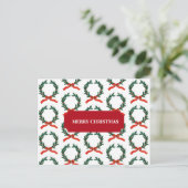 Vintage Kerstmis Berry Wreath Holiday Feestdagenkaart (Staand voorkant)