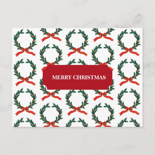 Vintage Kerstmis Berry Wreath Holiday Feestdagenkaart (Voorkant)