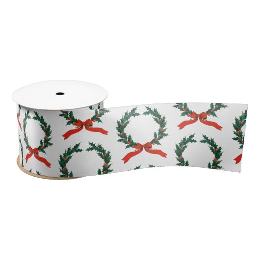 Vintage Kerstmis Berry Wreath Holiday Satijnen Lint (Spoel)