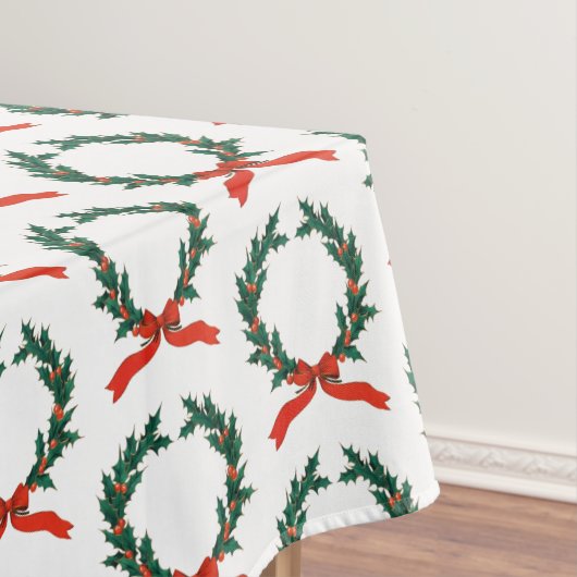 Vintage Kerstmis Berry Wreath Holiday Tafelkleed (Voorbeeld)