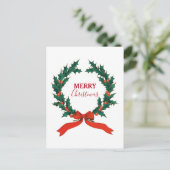 Vintage Kerstmis Berry Wreath Merry Kerstmis Feestdagenkaart (Staand voorkant)