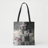 Vintage Kerstmis, beste vrienden op Skis Tote Bag (Voorkant)