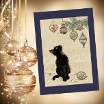 Vintage Kerstmis Black Cat kijkt naar sieraden Feestdagen Kaart<br><div class="desc">Vintage Kerstmis Black Cat kijkt naar sieraden</div>
