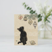 Vintage Kerstmis Black Cat kijkt naar sieraden Feestdagenkaart (Staand voorkant)