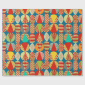 Vintage Kerstmis (blauw) Cadeaupapier (Vlak)